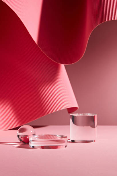 istock Product display podium crystal on pink background 1335175428