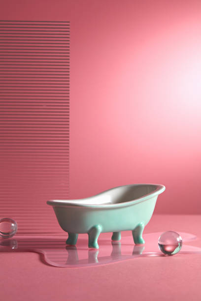 istock Product display podium crystal on pink background 1335175430