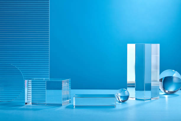 istock Product display podium crystal on blue background 1335176439