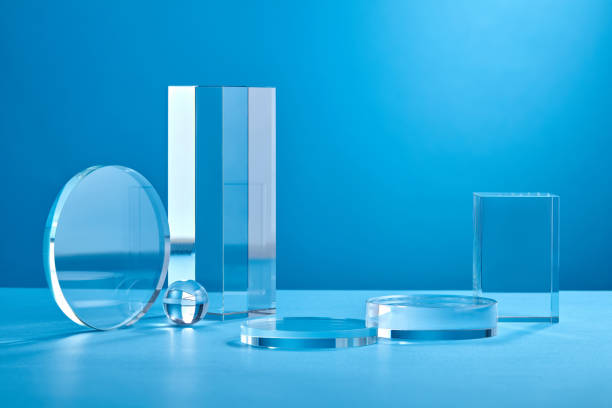 istock Product display podium crystal on blue background 1335176468