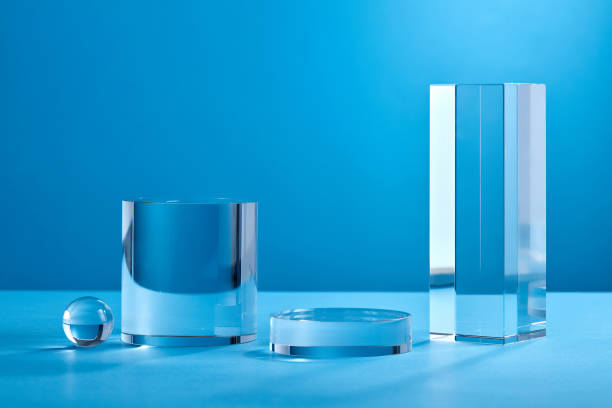 istock Product display podium crystal on blue background 1335176484