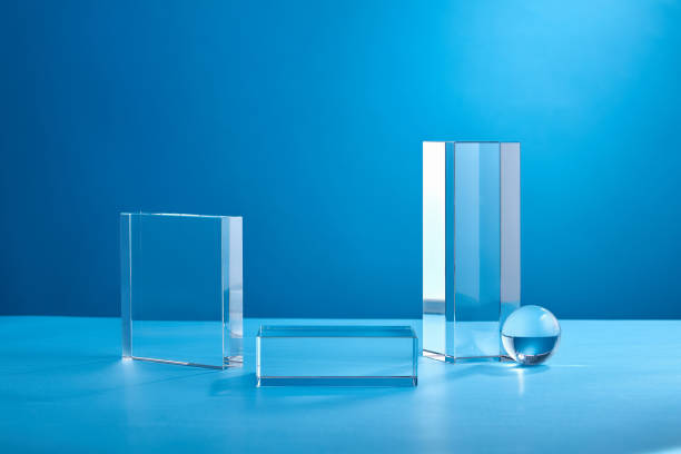 istock Product display podium crystal on blue background 1335176502
