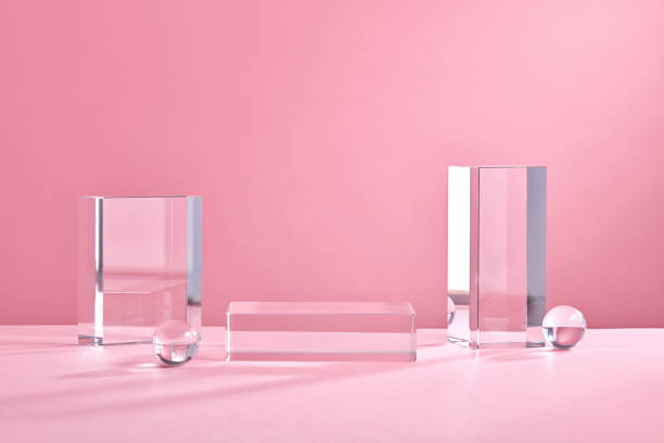 istock Product display podium crystal on pink background 1335176505