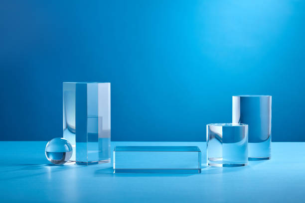 istock Product display podium crystal on blue background 1335176506