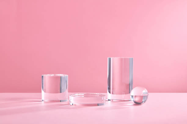istock Product display podium crystal on pink background 1335176517