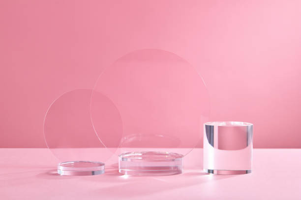 istock Product display podium crystal on pink background 1335176526