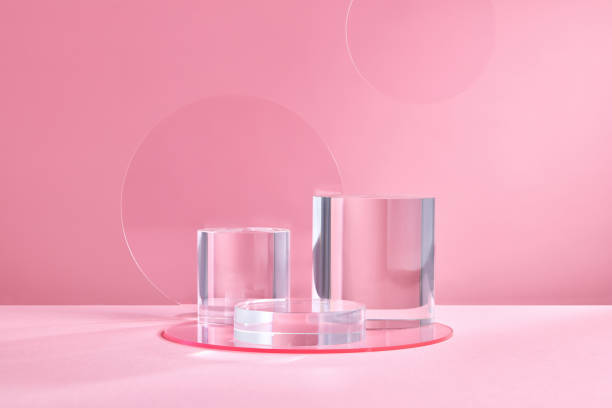 istock Product display podium crystal on pink background 1335176538