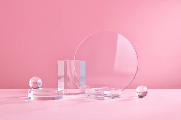 istock Product display podium crystal on pink background 1335176550
