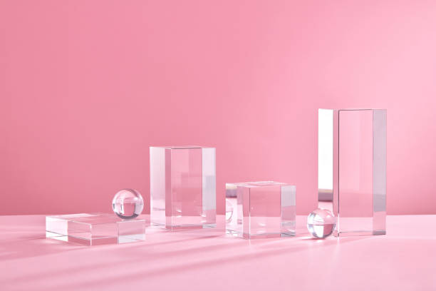 istock Product display podium crystal on pink background 1335176551