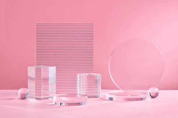 istock Product display podium crystal on pink background 1335176552