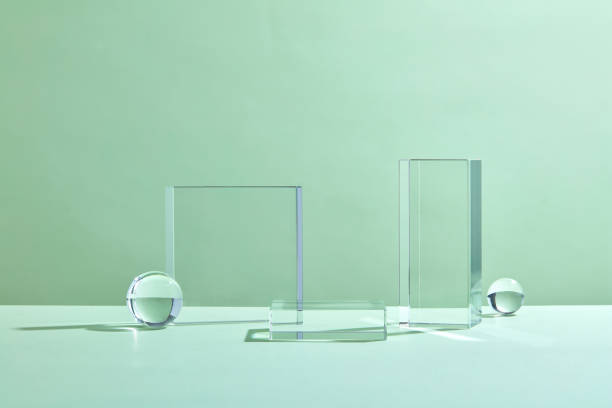 istock Product display podium crystal on green background 1335176575
