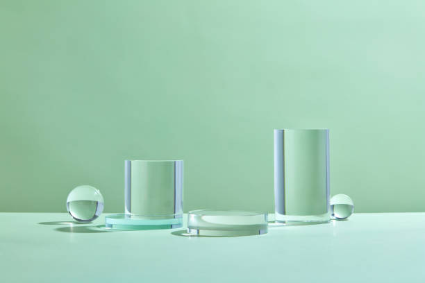 istock Product display podium crystal on green background 1335176580