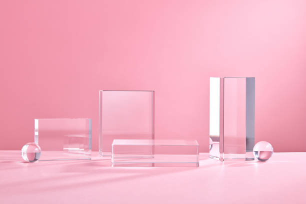 istock Product display podium crystal on pink background 1335176643