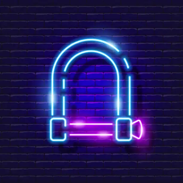 Vector illustration of Rigging shackle neon icon. Vector illustration for design. Repair tool glowing sign. Construction tools concept.
