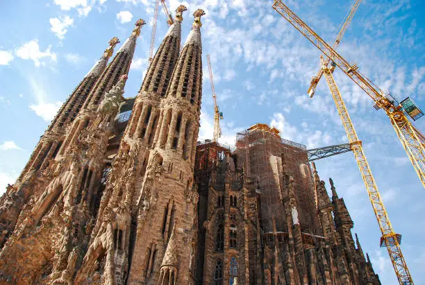 Close up view of Sagrada Familia, Barcelona, Spain