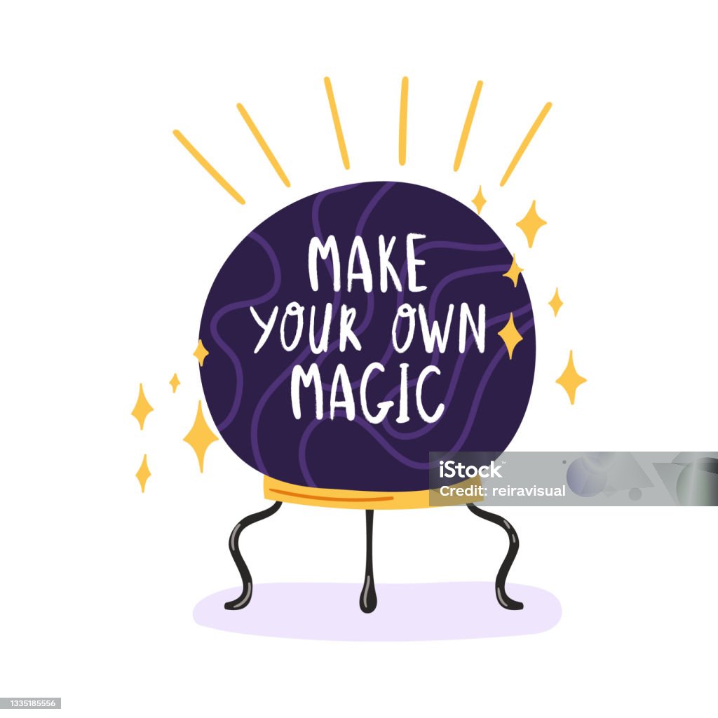 Magic Ball Writing Handdrawn Vector Magic Ball With Make Your Own Magic Lettering Stock ...