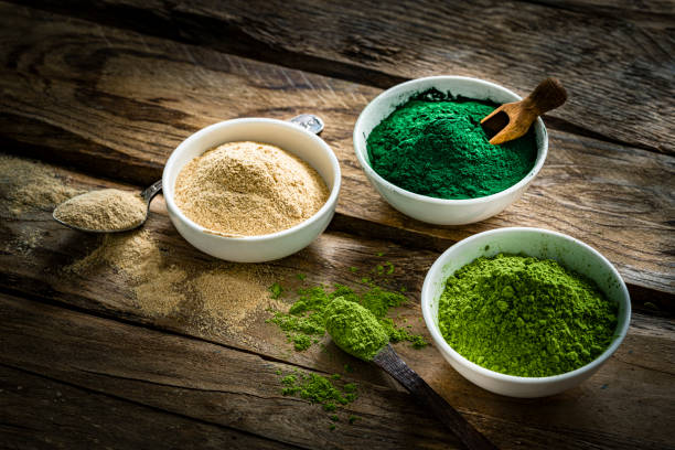 istock Nutritional supplements: spirulina, maca and moringa 1335185674