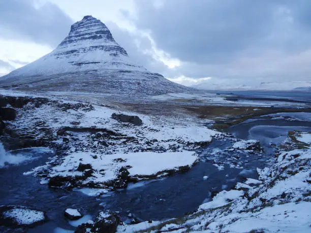 Photo of Mt.Kirkjufell and waterfalls