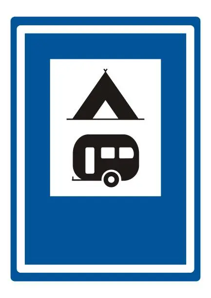 Vector illustration of Road sign, camp, eps.