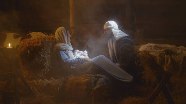 istock Joseph speaking with Mary after birth of Jesus 1335199656