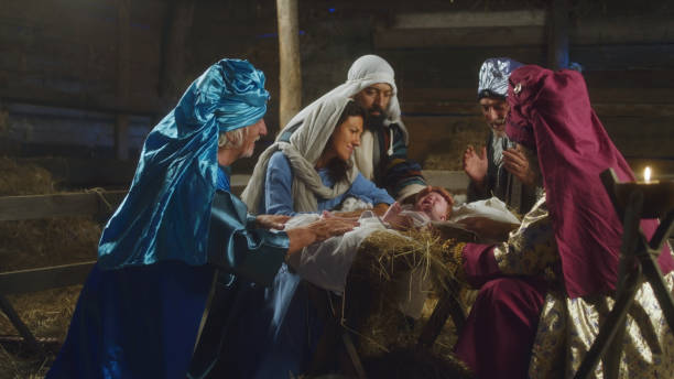 istock Wise Men visiting Jesus Christ after birth 1335201028