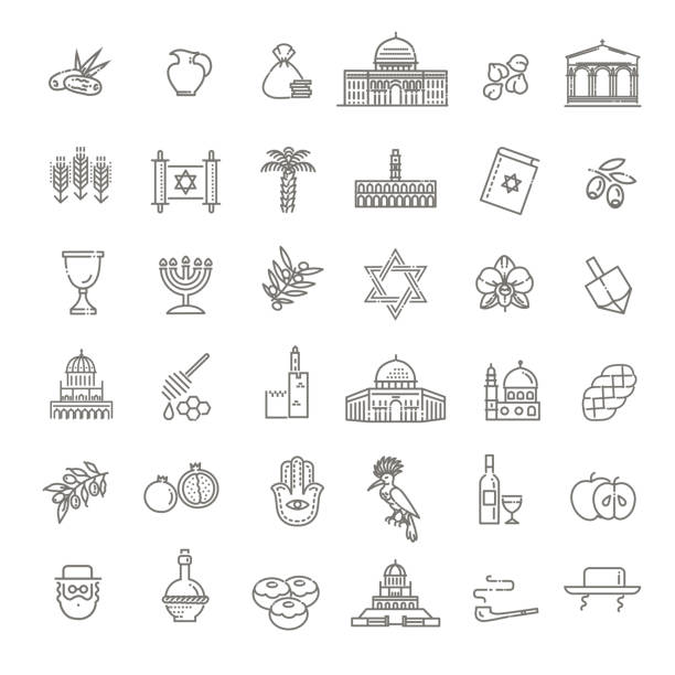 land israel reise urlaub icons set - jerusalem stock-grafiken, -clipart, -cartoons und -symbole