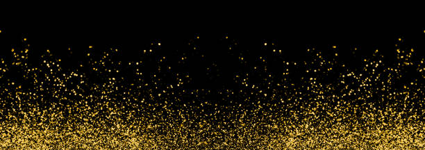 istock Abstract gold defocused glitter holiday panorama background on black. Falling shiny sparkles. New year Christmas glowing backdrop 1335205190