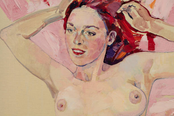 istock oil painting, portrait nude, handmade 1335205850