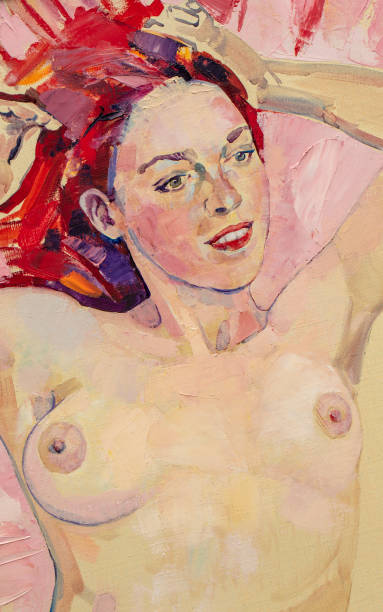 istock oil painting, portrait nude, handmade 1335205881