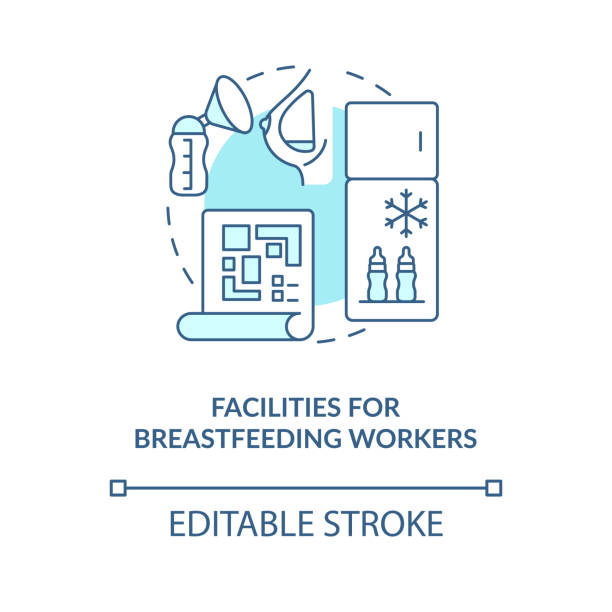 помещения для кормящих работников синего цвета концептуального значка - suckling stock illustrations