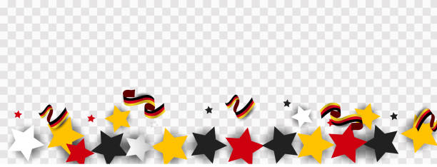 3. oktober. flagge zum tag der deutschen einheit deutschlands. bälle, feuerwerksfahnen. realistischer vektor - tag der deutschen einheit stock-grafiken, -clipart, -cartoons und -symbole