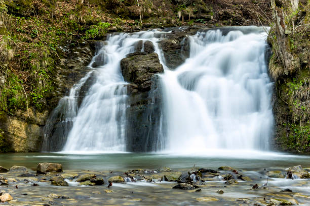 istock Hurkalo waterfall in carpathian forest 1335210747