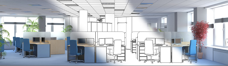 office, interior visualization, 3D illustration, cg render