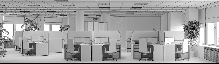 office, interior visualization, 3D illustration, cg render