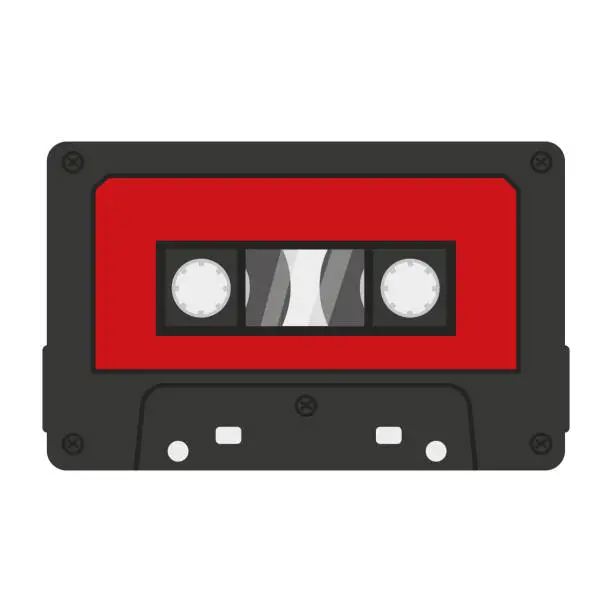 Vector illustration of audio cassette for a tape recorder, isolated vector illustration on a white background