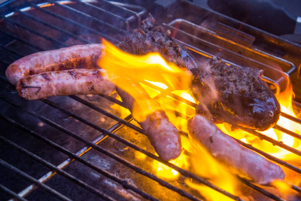 Barbecue with sausages and black pudding typical of Spain