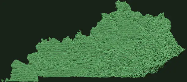 Vector illustration of Dark topographic map of Kentucky, USA