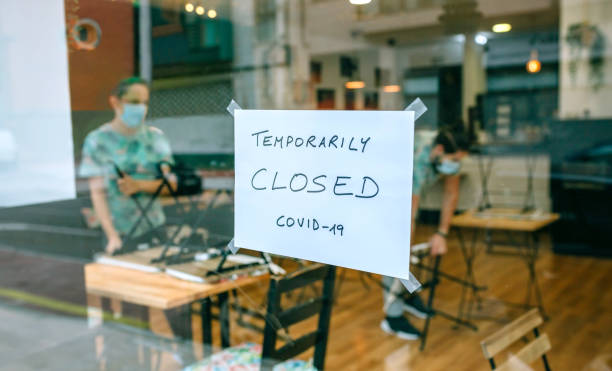 istock Coffee shop closed by covid-19 1335220712