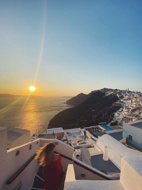 istock Woman in Santorini 1335220870