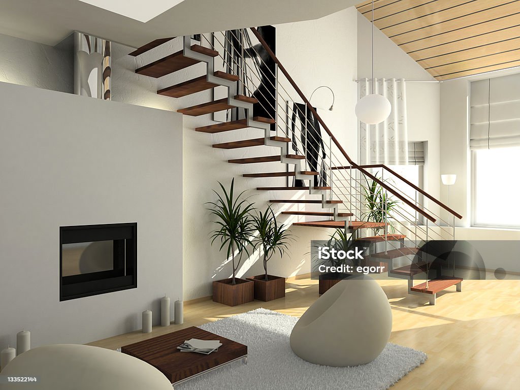 Interiores moderno confortável - Royalty-free Escadaria Foto de stock