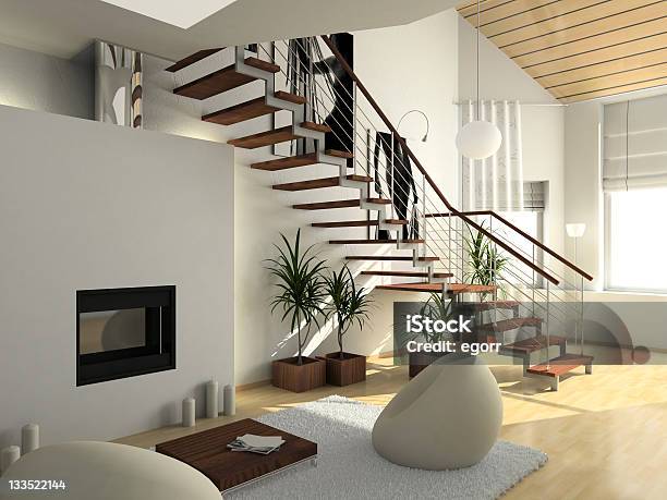 Interiores Moderno Confortável - Fotografias de stock e mais imagens de Escadaria - Escadaria, Vida Doméstica, Interior