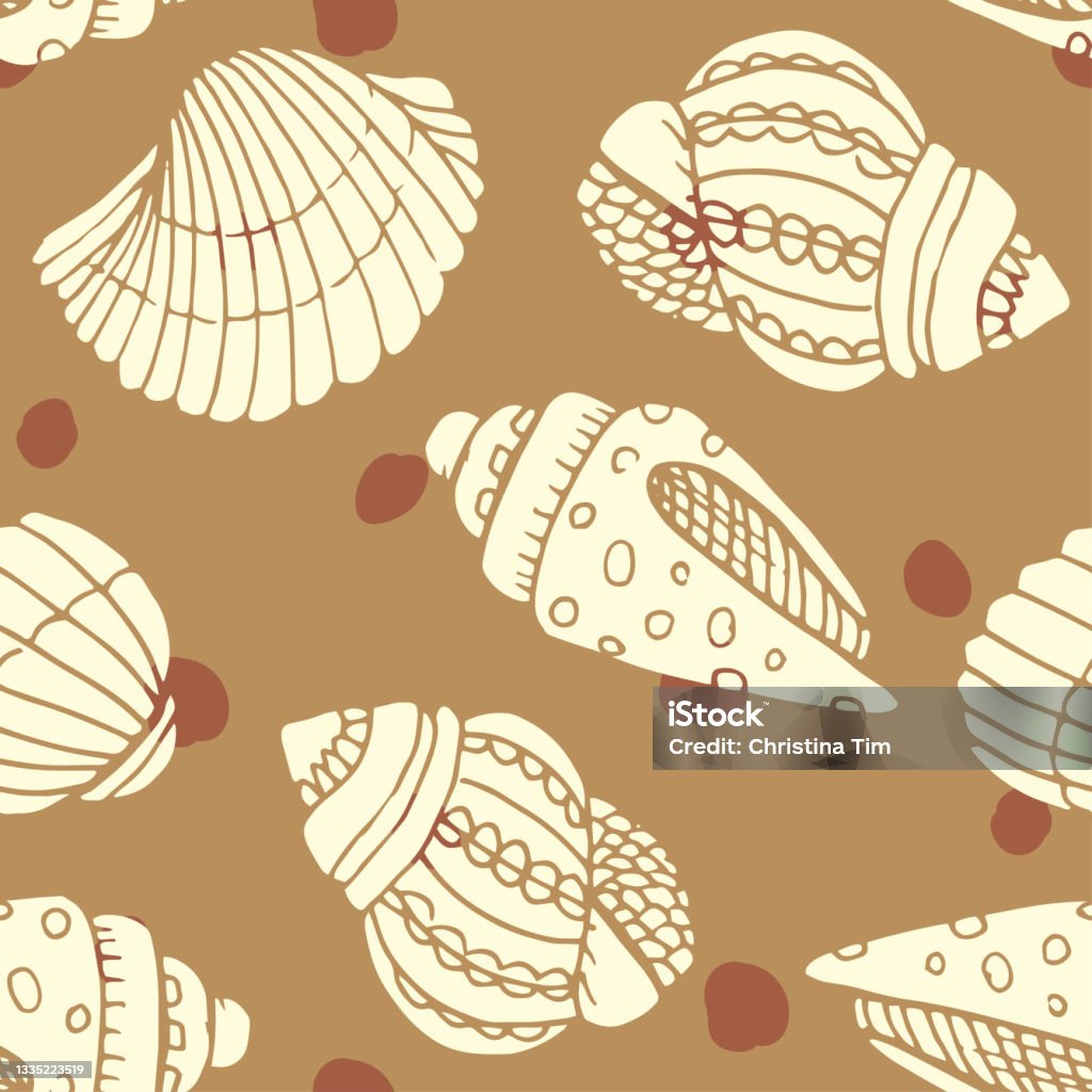 Sea Shells Inner Design Vector Seashells Vector Seamless Pattern Seashells Stock Illustration ...