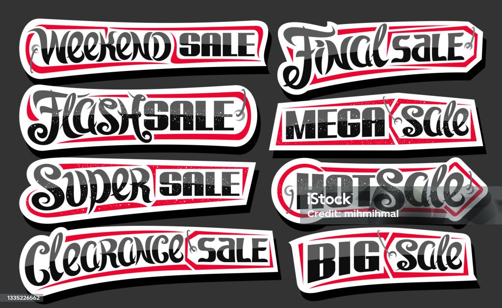Sales's Lettering Vector Vector Set For Sales Stock Illustration - Download Image Now ...