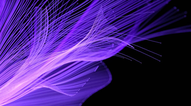 istock 3d rendering abstract geometric background. Blue lighting lines with glow. Virtual reality, futuristic blue neon light. 1335232681