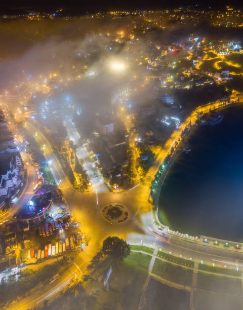 istock Foggy night in Da Lat city 1335232882