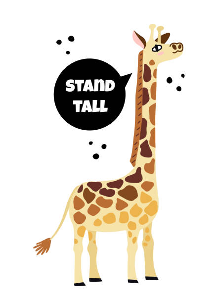 Giraffe Cute doodle Giraffe with message cloud - Stand tall vector illustration giraffe calf stock illustrations