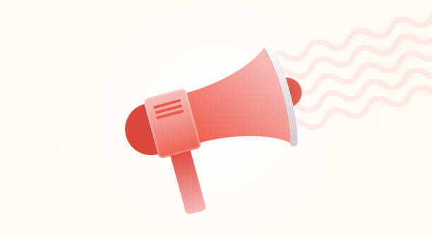 illustrazioni stock, clip art, cartoni animati e icone di tendenza di altoparlante con onde audio. striscione di allerta per l'attenzione. simbolo di promozione. protesta bullhorn. la comunicazione con le persone firma. megafono di marketing. parla a voce alta. illustrazione vettoriale. - warning sign audio