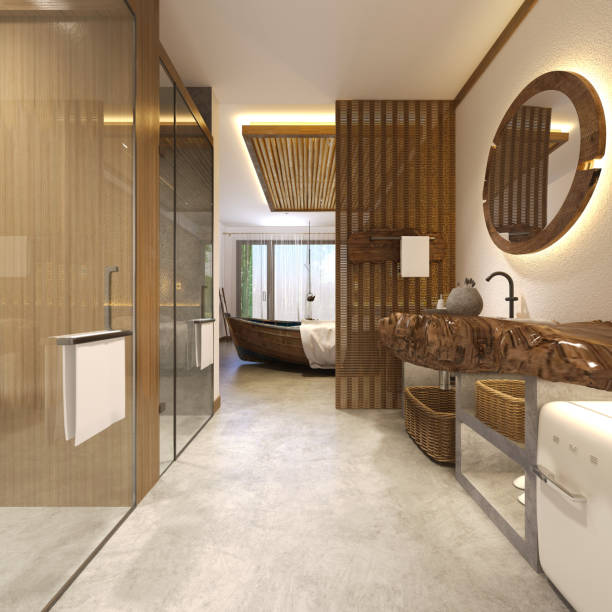 istock 3d render of luxury hotel room 1335238733