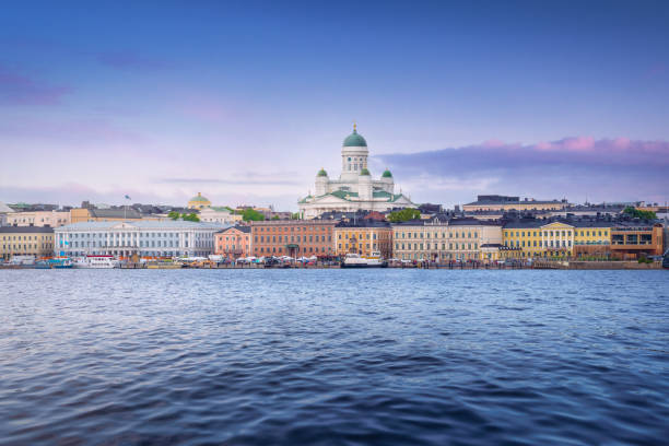 Helsinki skyline at sunset with Helsinki Cathedral - Helsinki, Finland