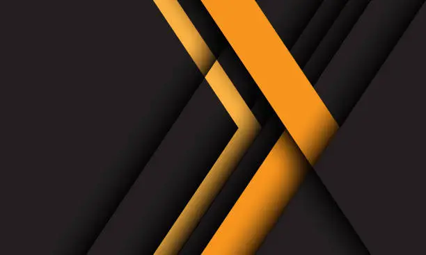 Photo of Abstract yellow arrow direction on dark design modern futuristic technology background vector illustration.